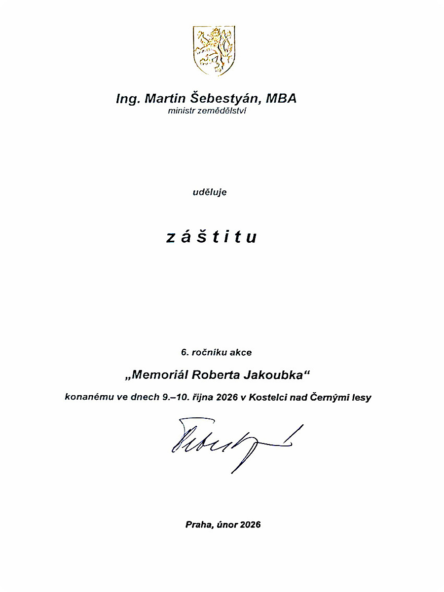 MRJ, záštita ministra zemědělství MRJ, záštita ministra zemědělství
